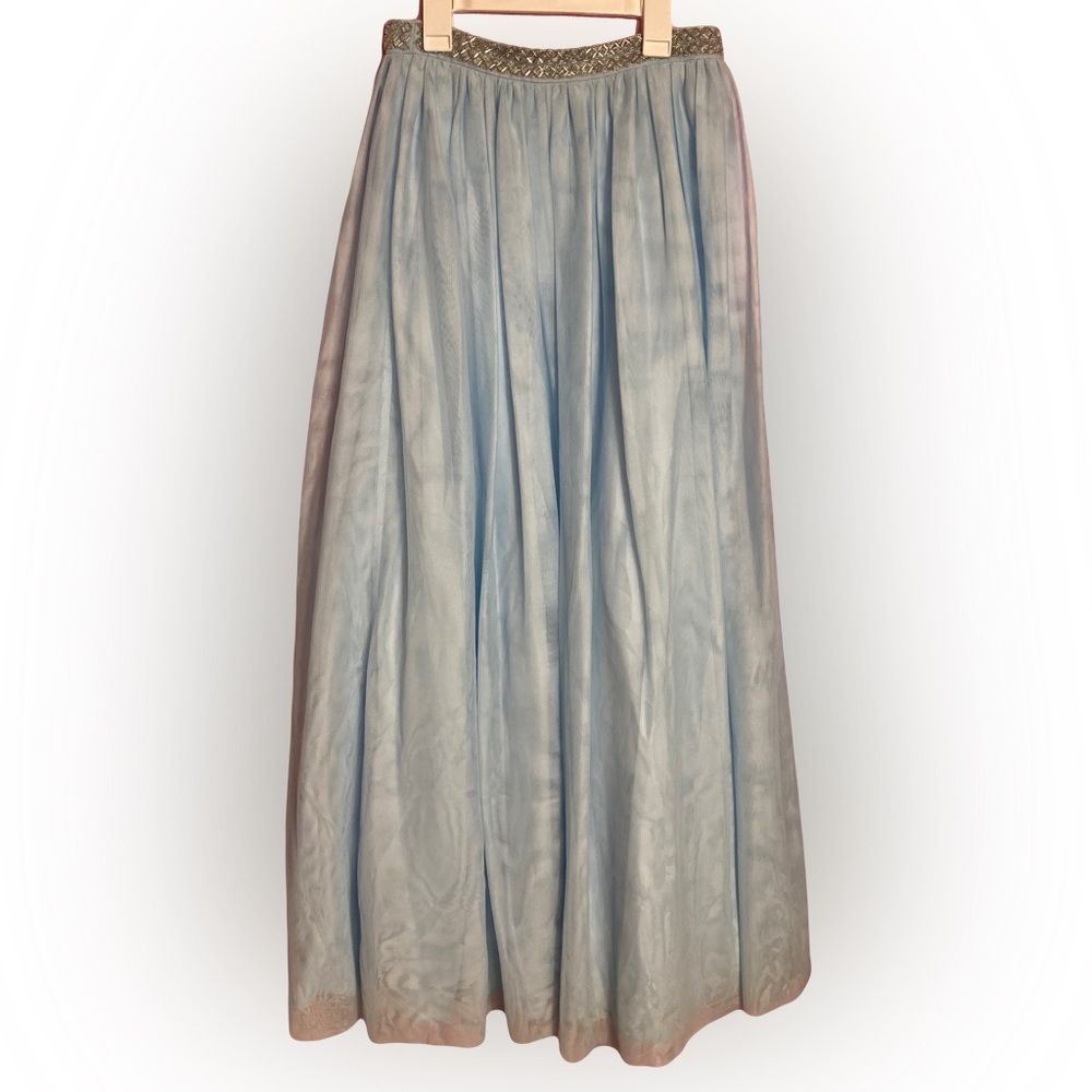 Baby Blue Prom Maxi Skirt Rhinestone waistband Size 5